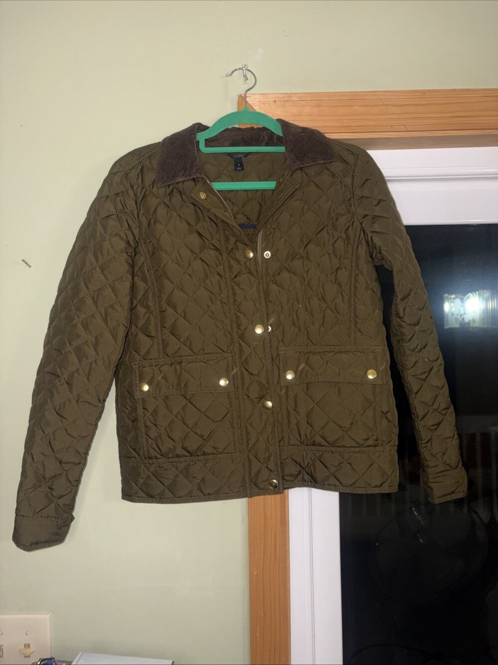 J.Crew Women's Quilted Jacket Olive Green Size Small - Lightweight Layer